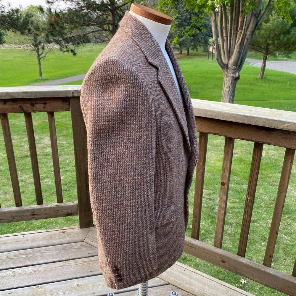 Harris Tweed Men's Scottish Wool Blazer Jacket Size 40  Brown 2 Button Vintage - Picture 7 of 16